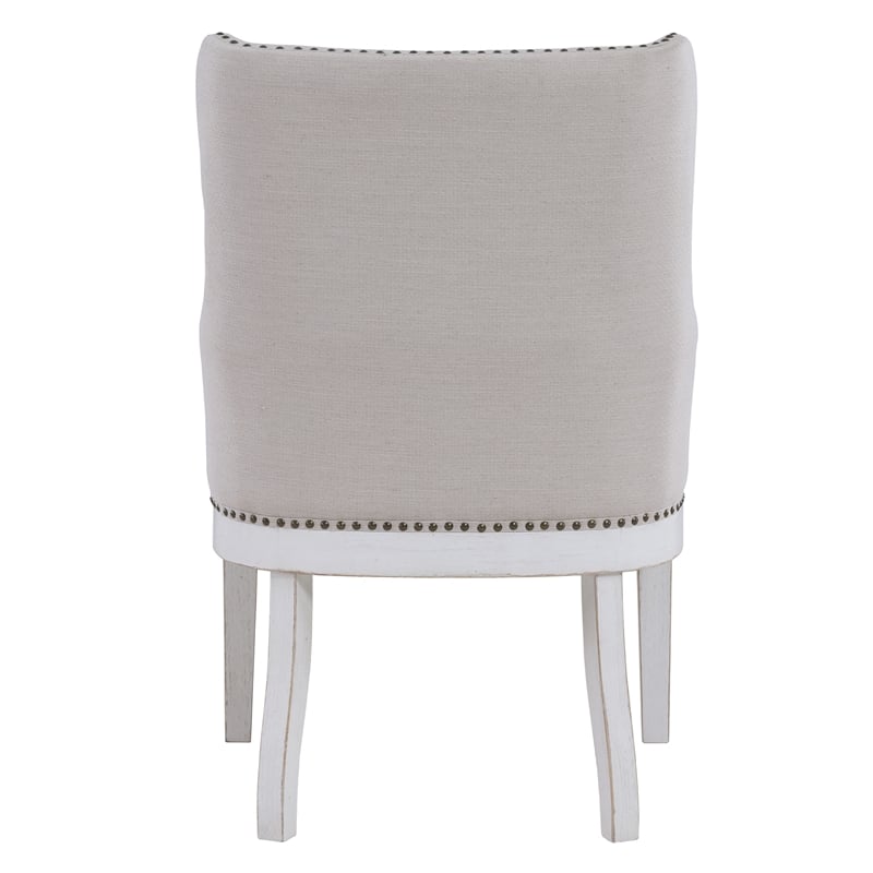Pemberly Row Polyester Upholstered Arm Chair in White (Set of 2)