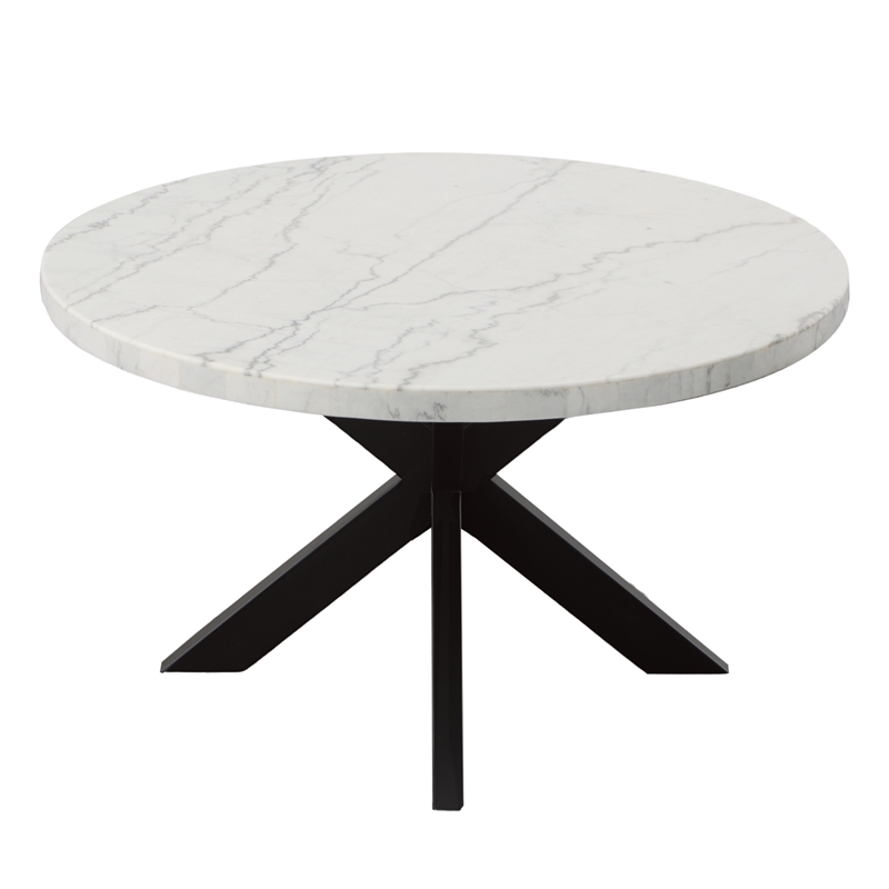 Pemberly Row Contemporary Marble Top Round Dining Table in Black