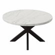 Pemberly Row Contemporary Marble Top Round Dining Table in Black