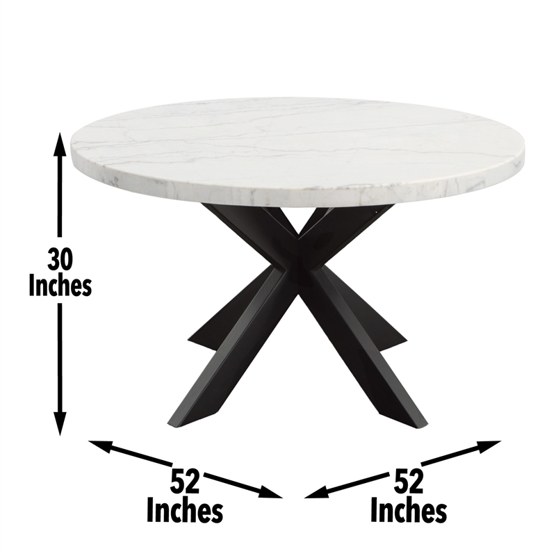 Pemberly Row Contemporary Marble Top Round Dining Table in Black