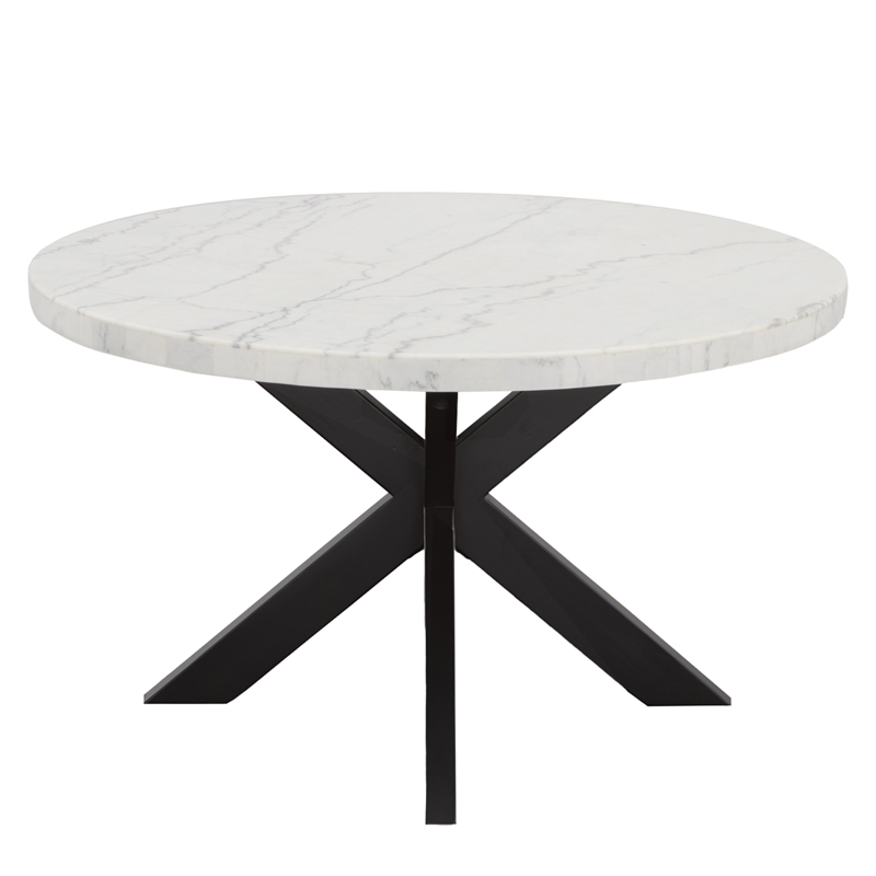 Pemberly Row Contemporary Marble Top Round Dining Table in Black