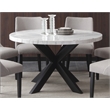 Pemberly Row Contemporary Marble Top Round Dining Table in Black