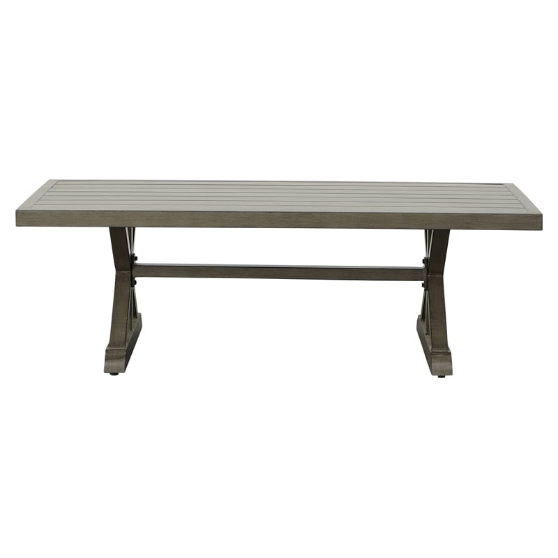 Pemberly Row Transitional Power-Coated Aluminum Coffee Table in Brown