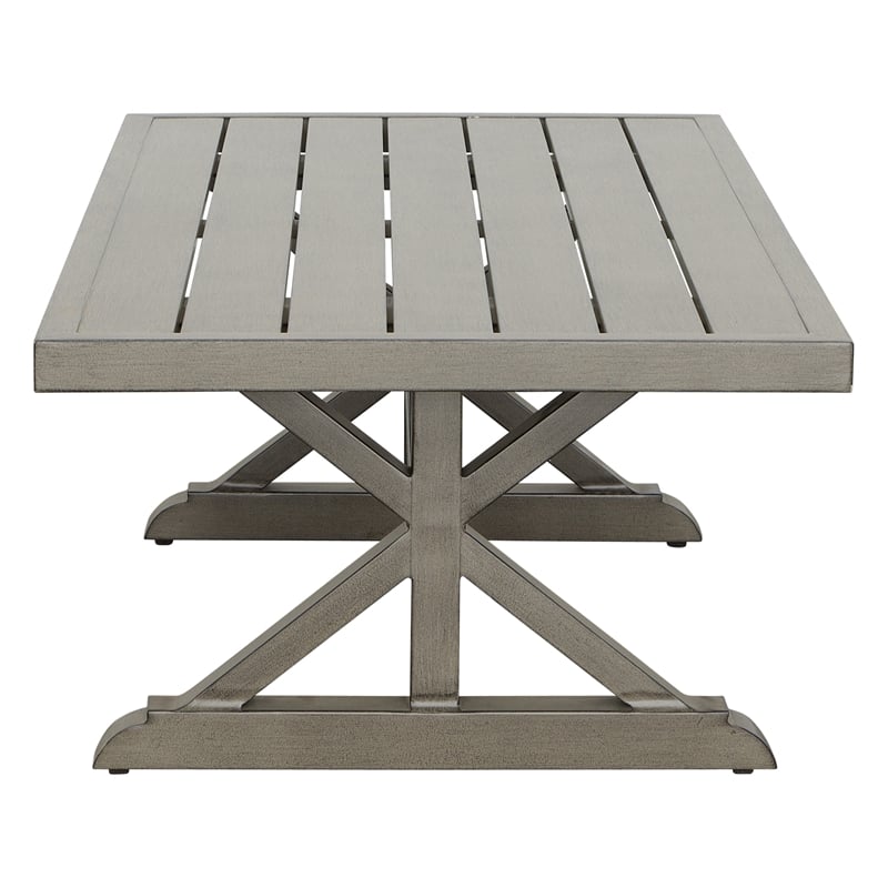 Pemberly Row Transitional Power-Coated Aluminum Coffee Table in Brown