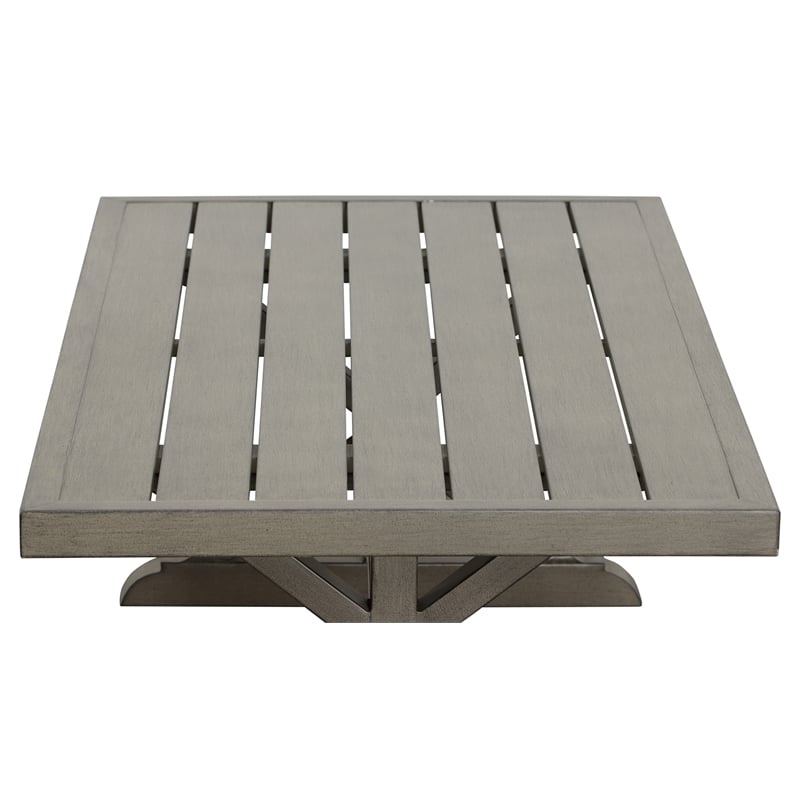 Pemberly Row Transitional Power-Coated Aluminum Coffee Table in Brown