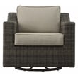 Pemberly Row Swivel Lounge Chair with .5 Round Wicker in Brown (Set of 2)