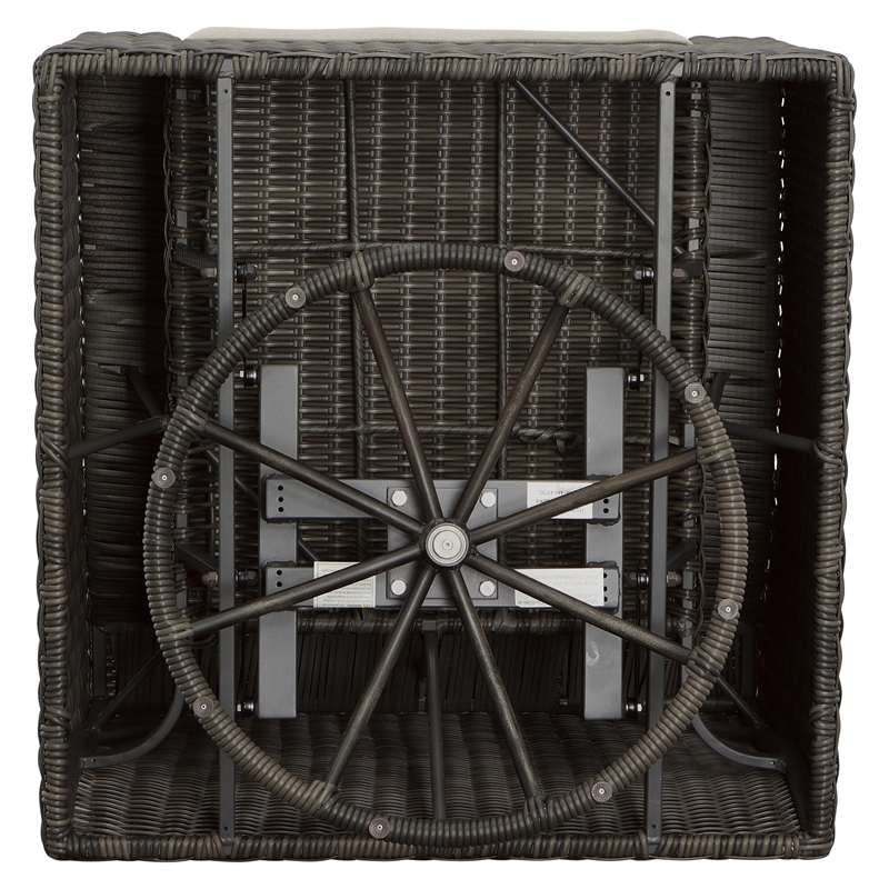 Pemberly Row Swivel Lounge Chair with .5 Round Wicker in Brown (Set of 2)