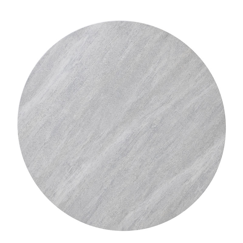 Pemberly Row Contemporary Engineered Wood Round Cocktail Table in Gray