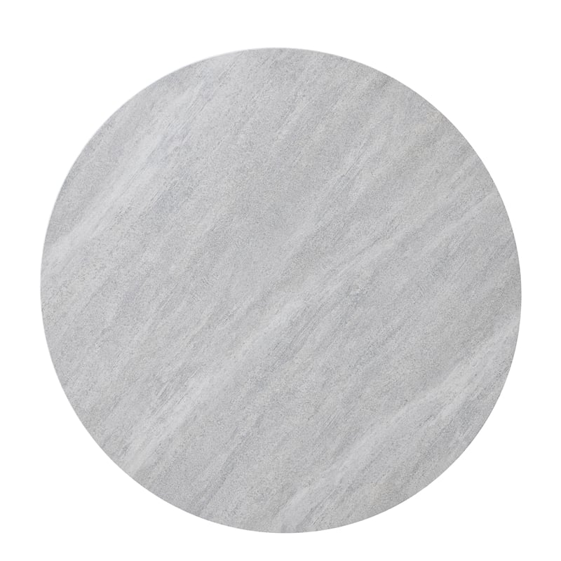 Pemberly Row Contemporary Faux Marble Round End Table in Gray