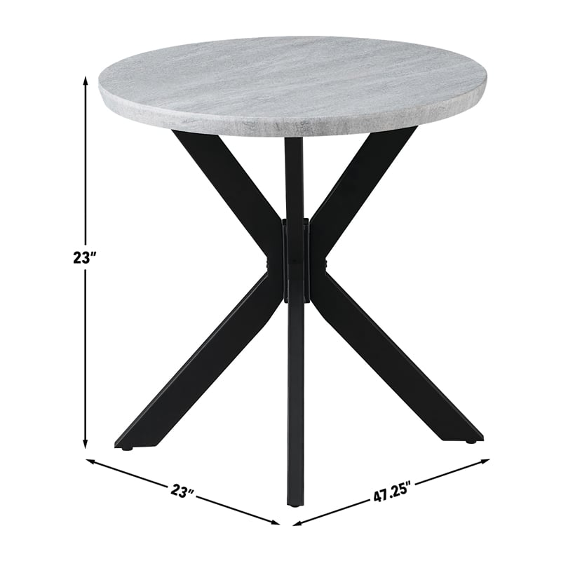 Pemberly Row Contemporary Faux Marble Round End Table in Gray
