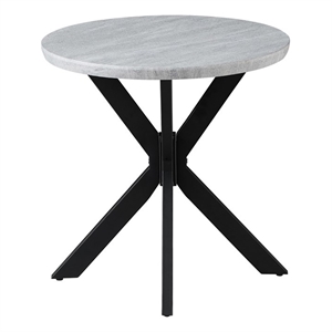 Pemberly Row Contemporary Faux Marble Round End Table in Gray