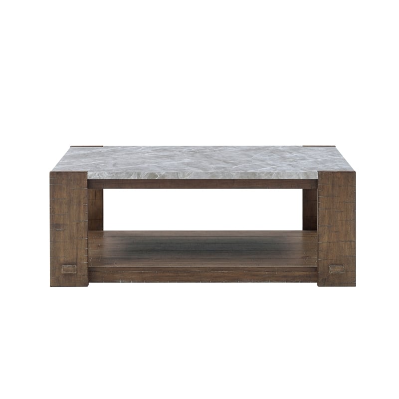 Pemberly Row Sintered Stone Cocktail Tbl with Casters in Brown