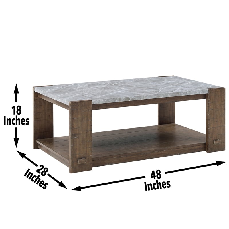 Pemberly Row Sintered Stone Cocktail Tbl with Casters in Brown