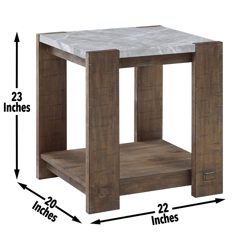 Pemberly Row Farmhouse / Country Engineered Wood End Table in Brown
