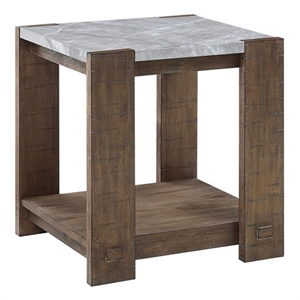 Pemberly Row Farmhouse / Country Engineered Wood End Table in Brown