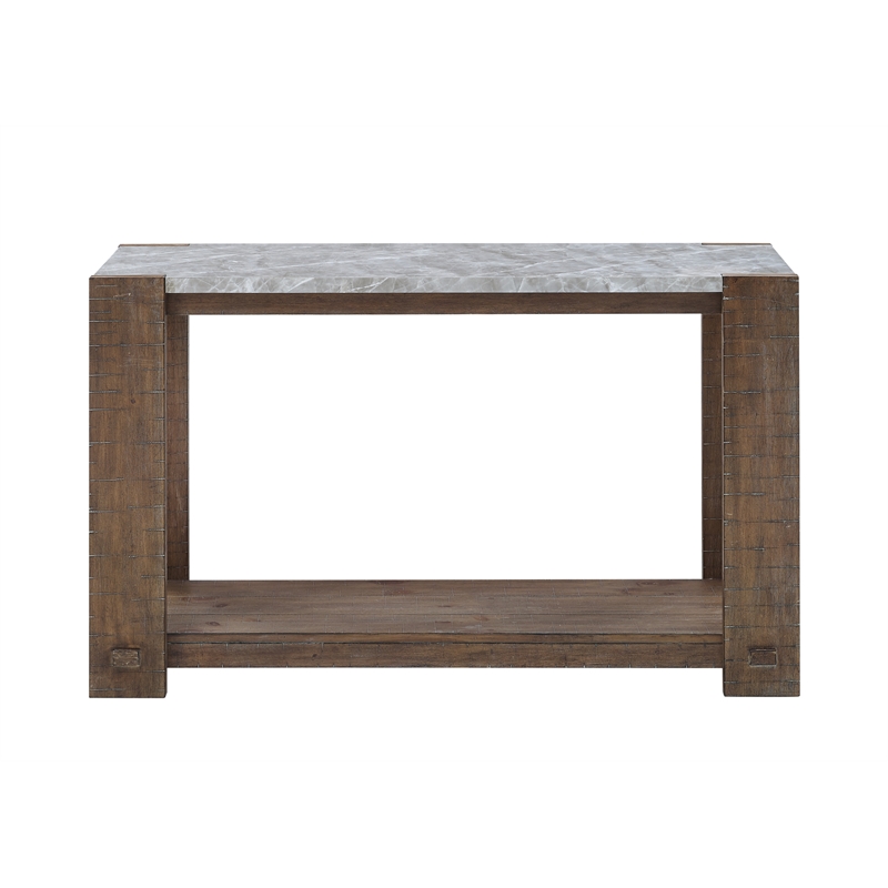 Pemberly Row Farmhouse Engineered Wood Console Table in Brown