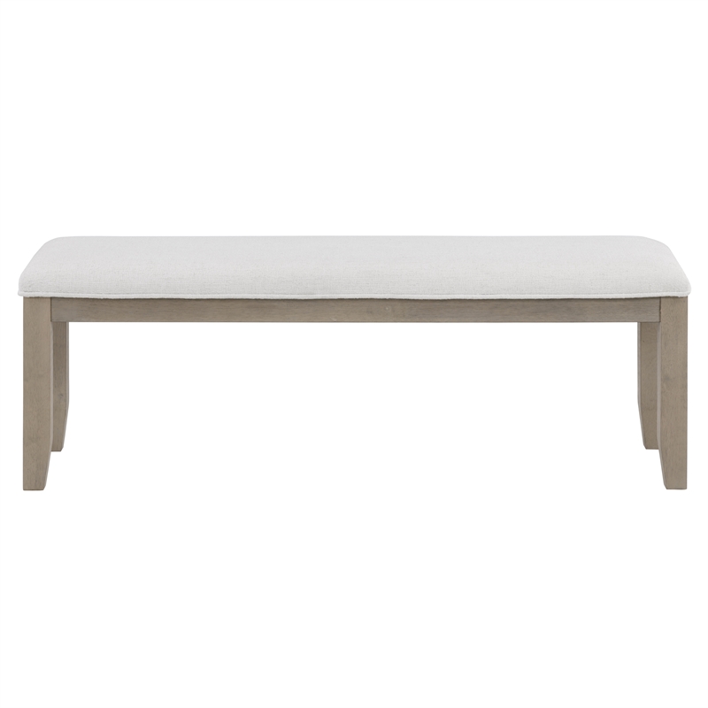 Pemberly Row Contemporary Polyester Upholstered Dining Bench in Gray