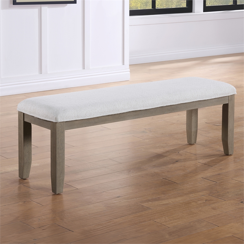 Pemberly Row Contemporary Polyester Upholstered Dining Bench in Gray