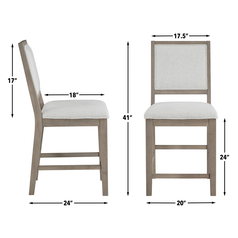 Pemberly Row Polyester Upholstered Counter Chair in Gray (Set of 2)