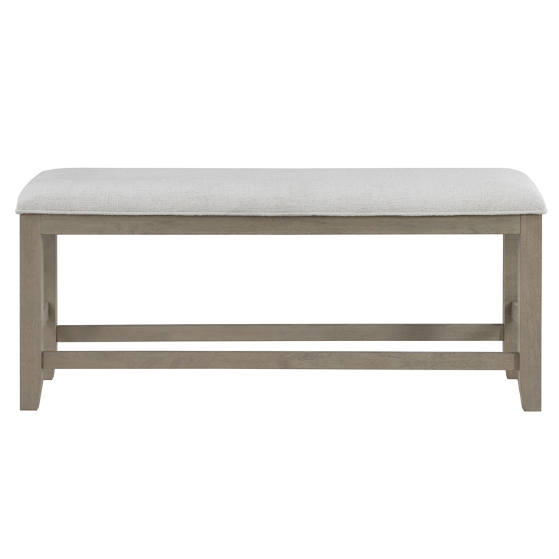 Pemberly Row Engineered Wood and Polyester Upholstered Counter Bench Gray