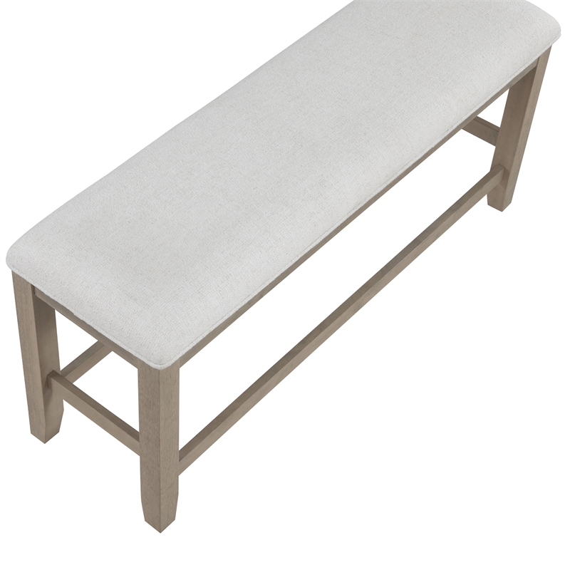 Pemberly Row Engineered Wood and Polyester Upholstered Counter Bench Gray