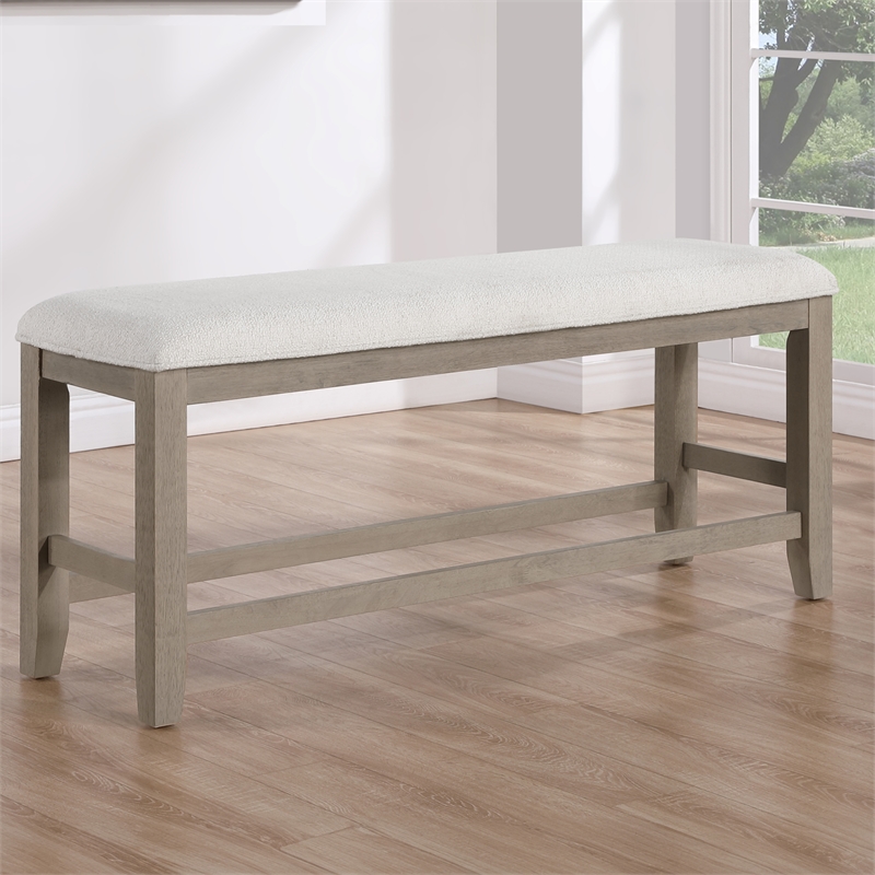 Pemberly Row Engineered Wood and Polyester Upholstered Counter Bench Gray