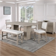 Pemberly Row Engineered Wood and Polyester Upholstered Counter Bench Gray