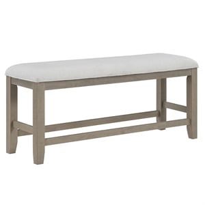 Pemberly Row Engineered Wood and Polyester Upholstered Counter Bench Gray