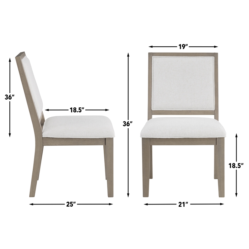 Pemberly Row Polyester Upholstered Side Chair in Gray (Set of 2)