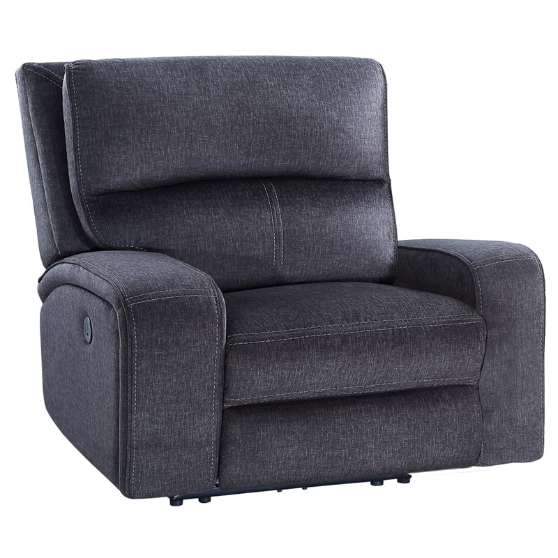 Pemberly Row Polyester Upholstered Power Reclining Chair in Gray