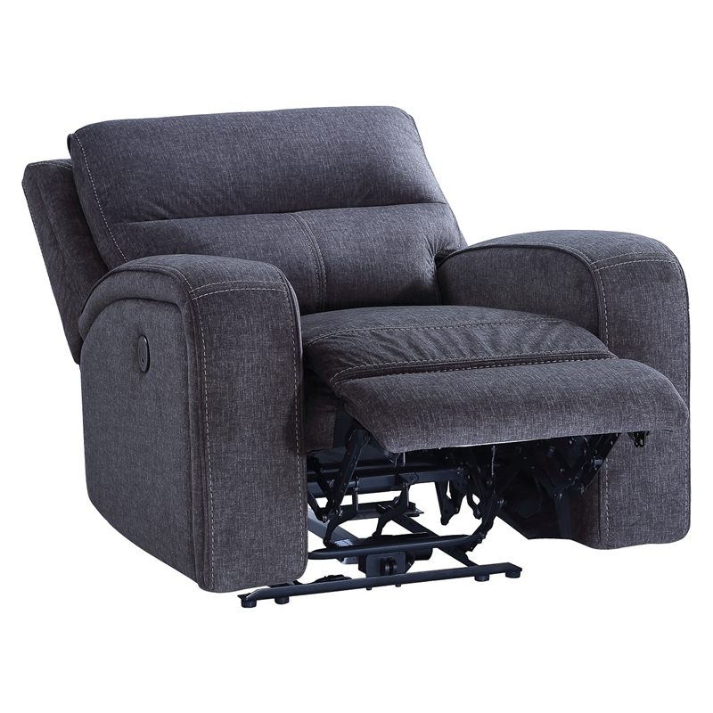 Pemberly Row Polyester Upholstered Power Reclining Chair in Gray
