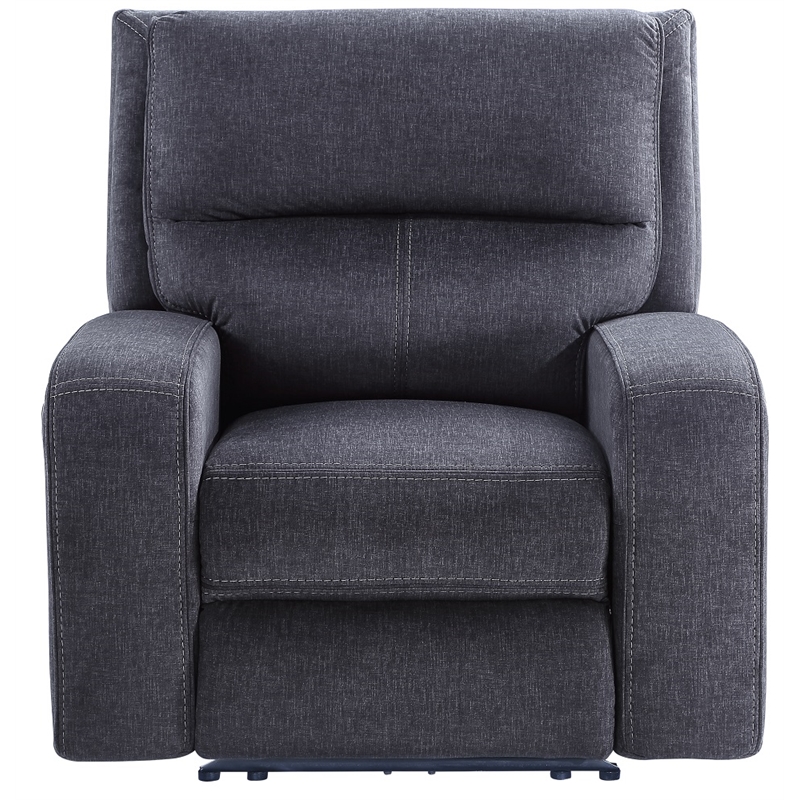 Pemberly Row Polyester Upholstered Power Reclining Chair in Gray