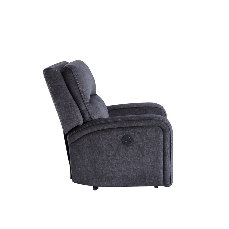 Pemberly Row Polyester Upholstered Power Reclining Chair in Gray