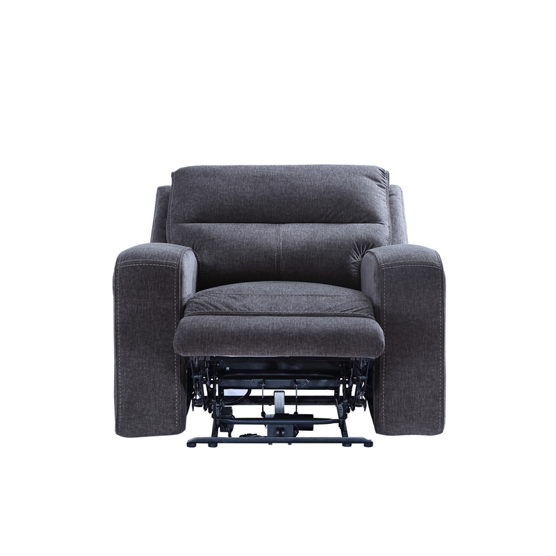 Pemberly Row Polyester Upholstered Power Reclining Chair in Gray