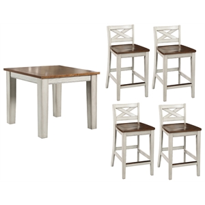 Pemberly Row 5-Piece Engineered Wood Counter Dining Set in White