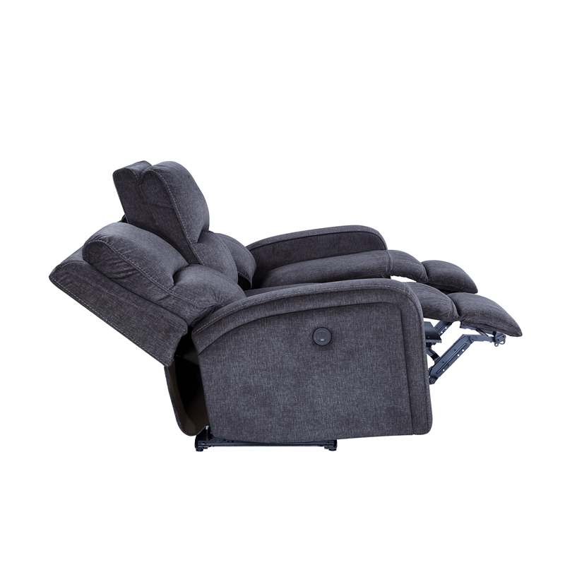 Pemberly Row Traditional Polyestered Upholstered Power Sofa in Gray