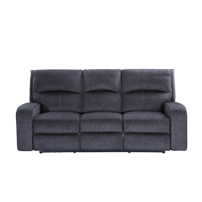 Pemberly Row Traditional Polyestered Upholstered Power Sofa in Gray