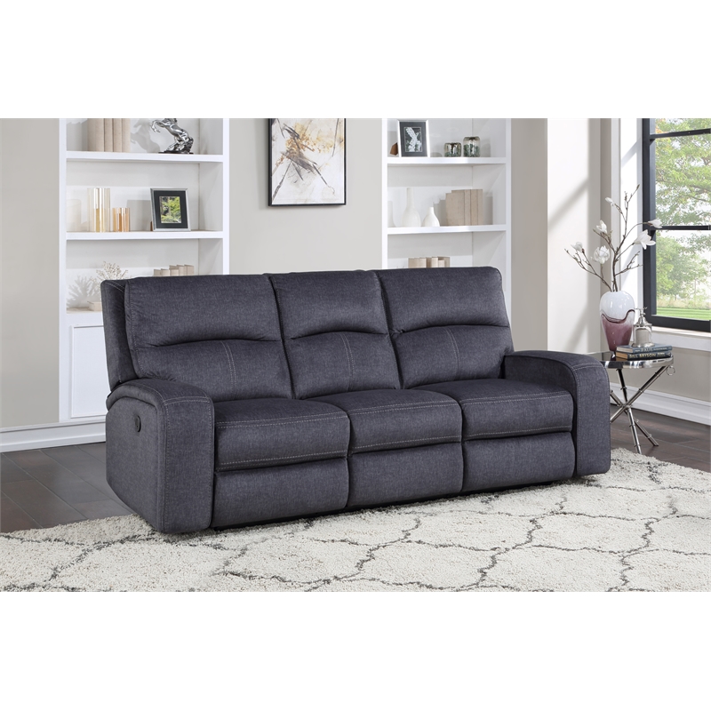 Pemberly Row Traditional Polyestered Upholstered Power Sofa in Gray