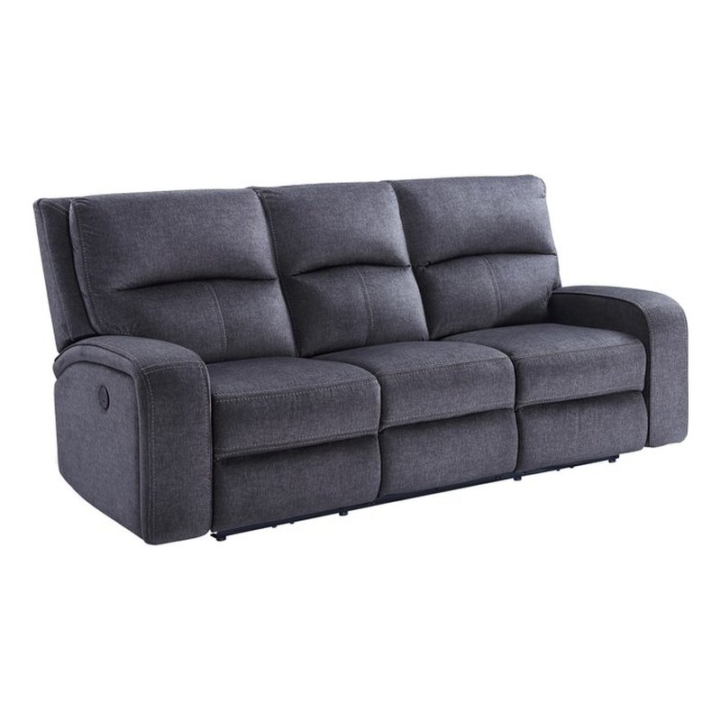 Pemberly Row Traditional Polyestered Upholstered Power Sofa in Gray