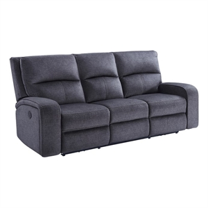 Pemberly Row Traditional Polyestered Upholstered Power Sofa in Gray