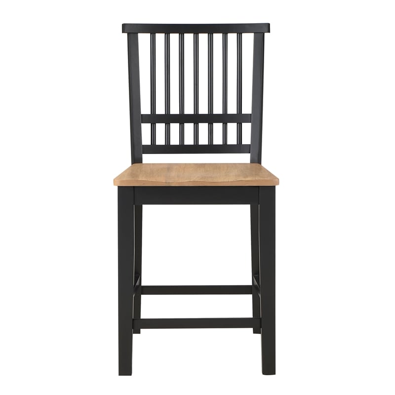 Pemberly Row Rubberwood/Iron Counter Chair in Black (Set of 2)