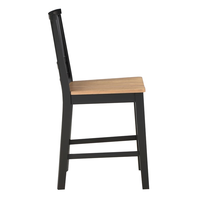 Pemberly Row Rubberwood/Iron Counter Chair in Black (Set of 2)