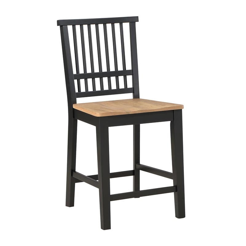 Pemberly Row Rubberwood/Iron Counter Chair in Black (Set of 2)