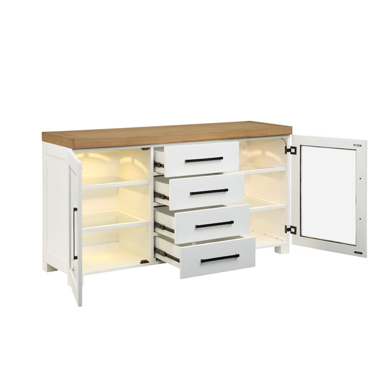 Pemberly Row Contemporary Engineered Wood Buffet/Server in White
