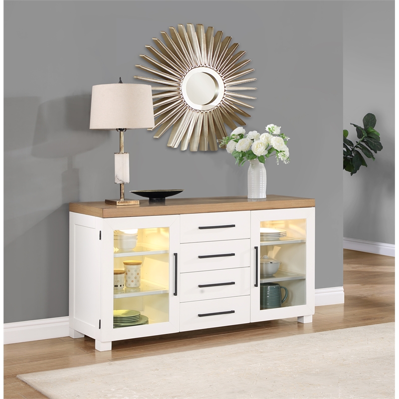 Pemberly Row Contemporary Engineered Wood Buffet/Server in White