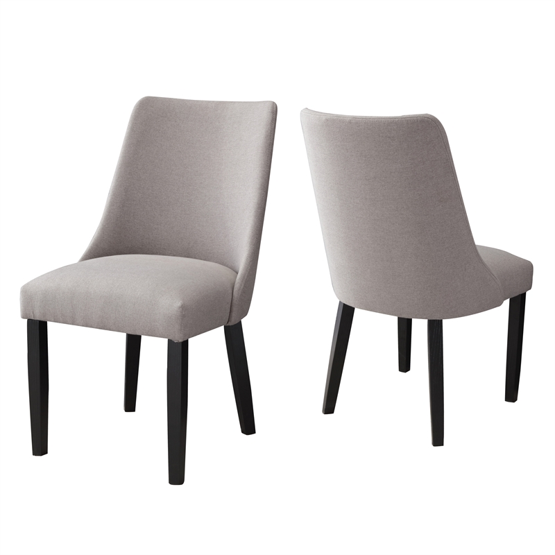 Pemberly Row Polyester Upholstered Side Chair in Gray (Set of 2)