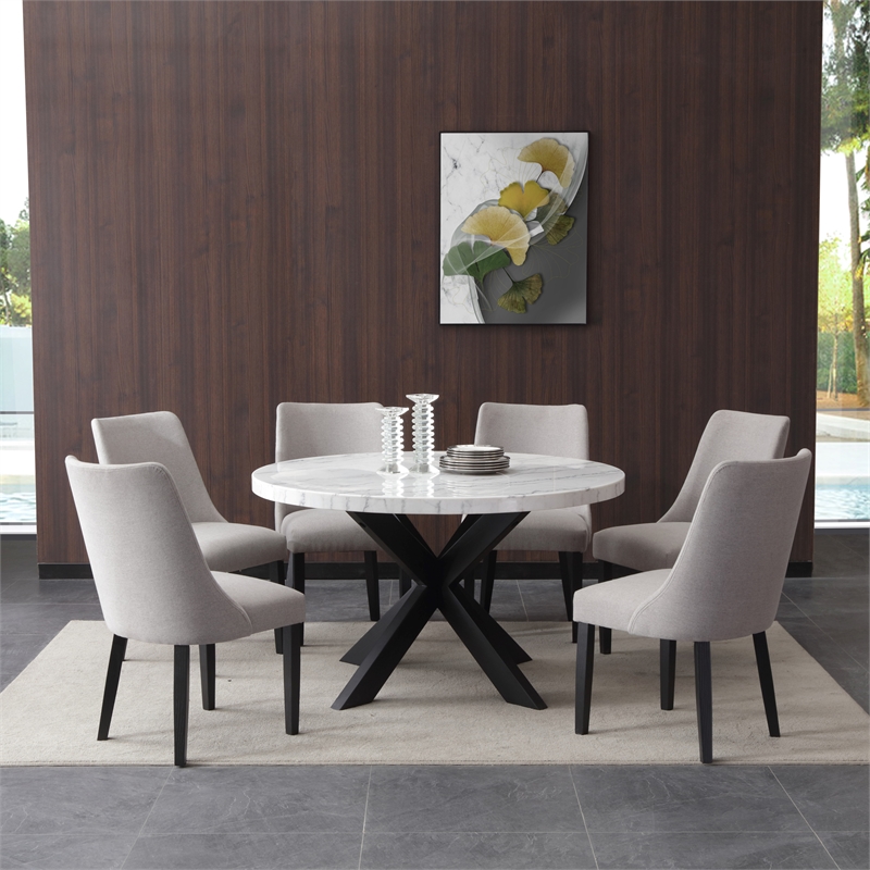Pemberly Row Polyester Upholstered Side Chair in Gray (Set of 2)