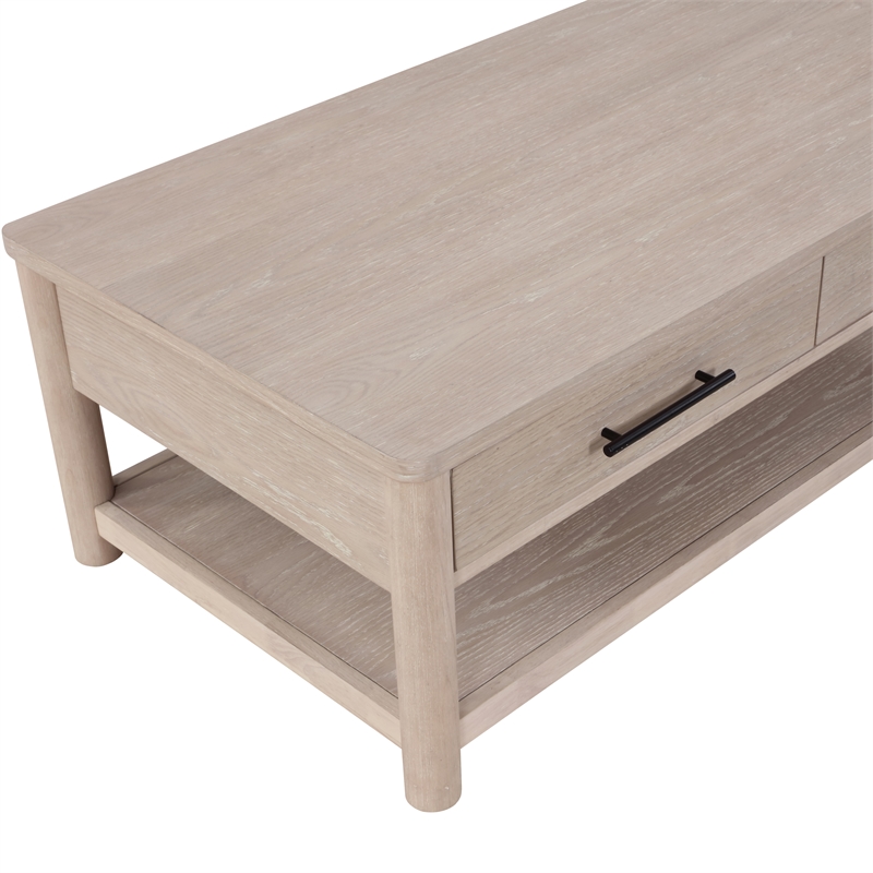 Pemberly Row Contemporary Engineered Wood Cocktail Table in Light Brown