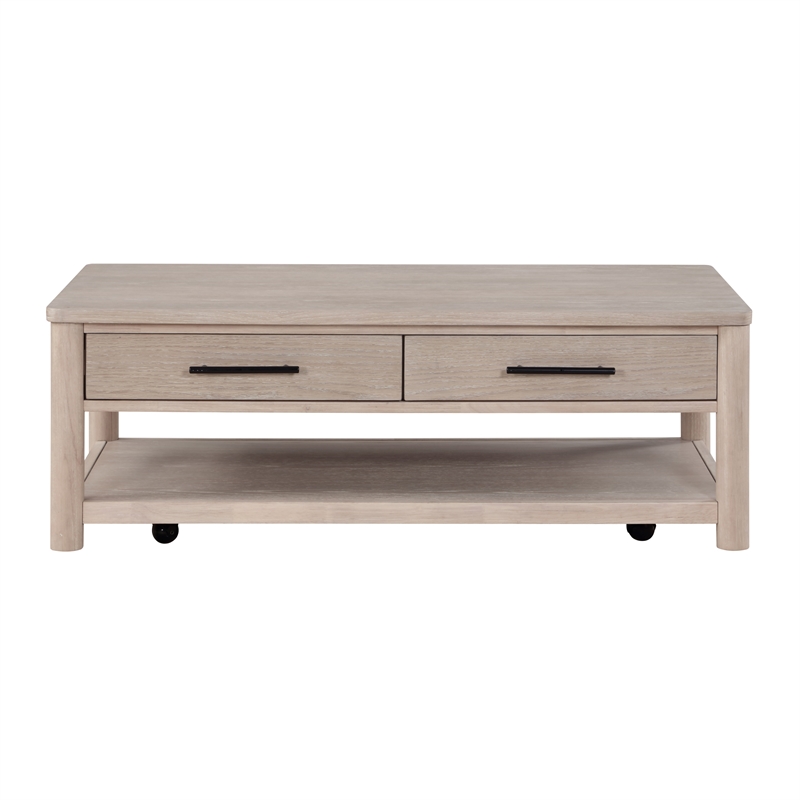 Pemberly Row Contemporary Engineered Wood Cocktail Table in Light Brown