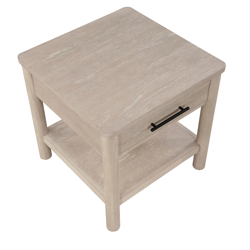 Pemberly Row Contemporary Engineered Wood End Table in Light Brown